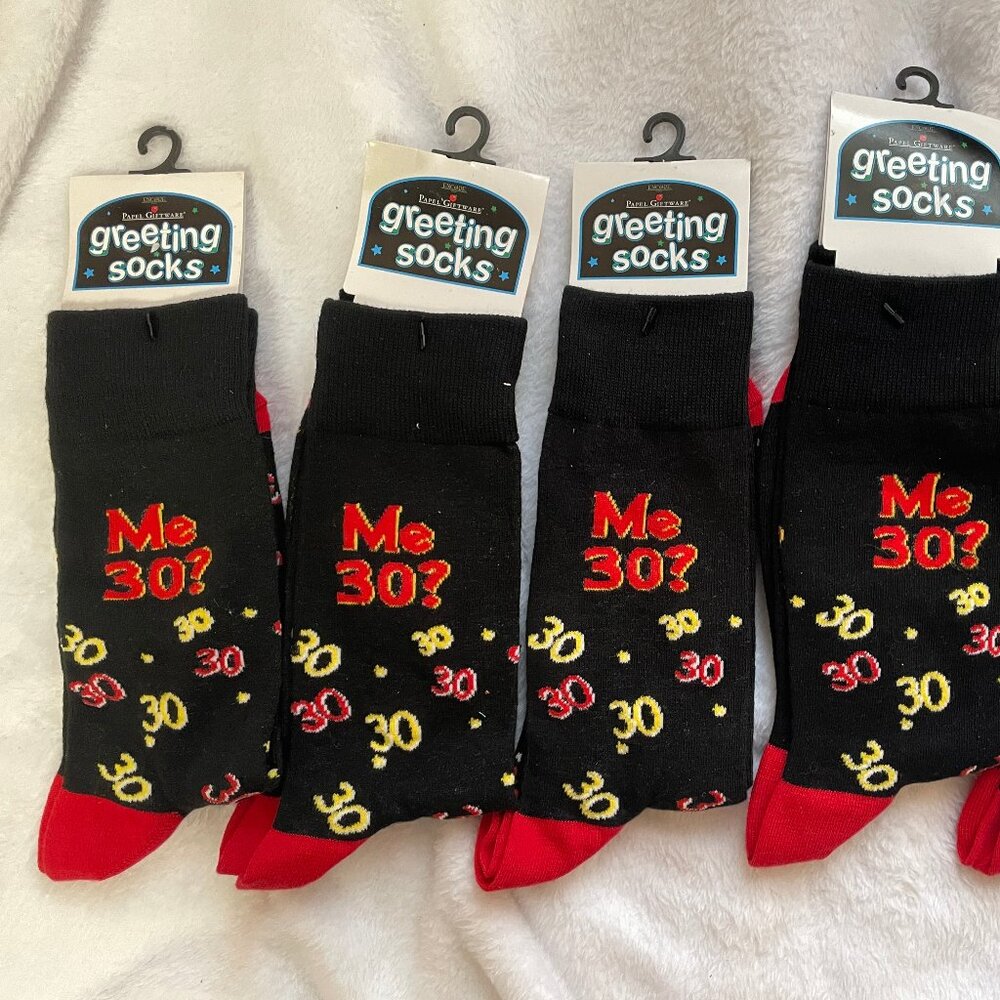 Lot of 5 Papel Giftware Greeting Socks Me? 30! Crew Socks 30th Birthday LG 10-13